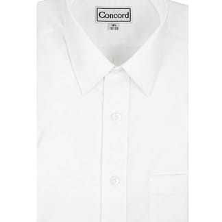 CONCORD Men Solid White Cotton Blend Wrinkle Free Long Sleeve Dress Shirt