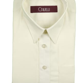 CRIVELLI Boys Ecru Cotton Blend Long Sleeve Dress Shirt