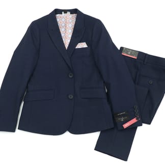 DAVID OLIVER COLE BOYS X-SLIM FIT STRETCH BLEND NAVY DESIGN SUIT