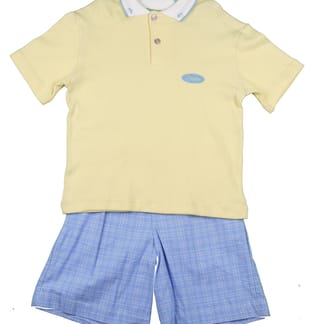 ENFANTS SUR MAINE Boys Yello Polo Shirt With Blue Shorts
