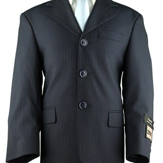 EUROPA Boys Classic Fit Navy Pinstripe 100% Wool - Pleated Pants