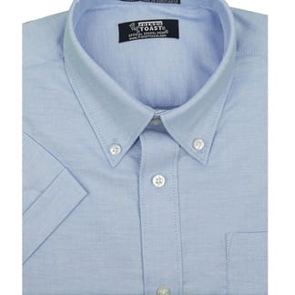 FRENCH TOAST Boys Classic Fit Short Sleeve Light Blue Oxford Cotton Shirt