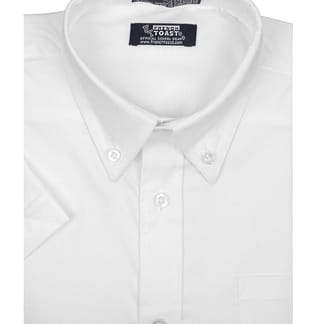 FRENCH TOAST BOYS CLASSIC FIT SHORT SLEEVE WHITE OXFORD COTTON BLEND SHIRT