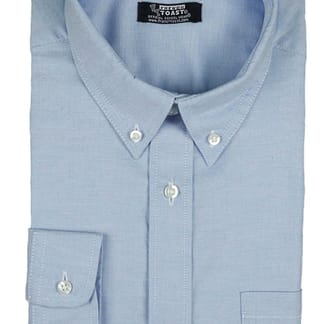 FRENCH TOAST Boys Light Blue Button Down Oxford Cotton Blend Long Sleeve Shirt