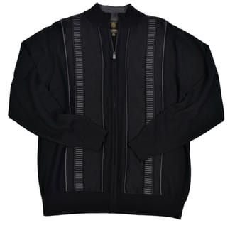 F/X FUSION Mens Cotton Blend Full Zipper Birdseye Tonal Mock Design Knit Sweater