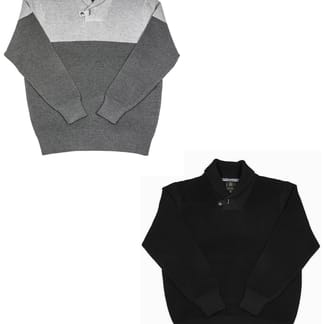 F/X FUSION Mens Cotton Blend Shawl Neck Ottoman Knit Sweater - 5013