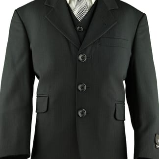 GRINALDI Boys Classic Fit100% Wool Black Suit - 3 Piece
