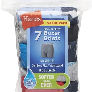 HANES BOYS COTTON ASSORTED BOXER BRIEFS 7-PACK