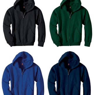 HANES Boys Cotton Blend Long Sleeve Full Zip Hoodie Sweatshirt P480
