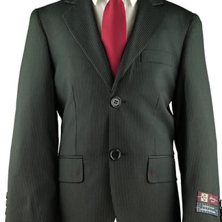 HENRY UOMO Boys Calssic Fit Black Pinstripe Dress Pant
