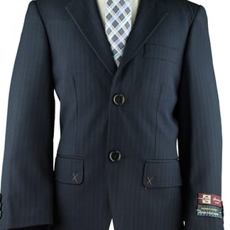 HENRY UOMO Boys Calssic Fit Navy Pinstripe Dress Pants