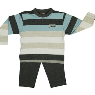 IMAGE Boys Long Sleeve Striped Pajama Shirt With Grey pajama Pants