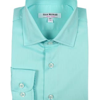 ISAAC MIZRAHI Boys Classic Fit Mint Long Sleeve Dress Shirt