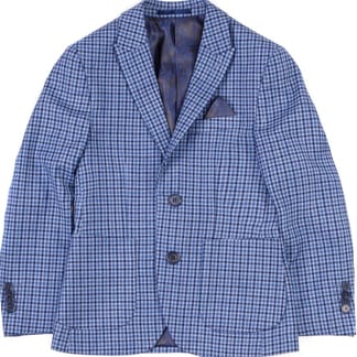 ISAAC MIZRAHI Boys Slim Fit Small Check Design 100% Wool Blue Blazer