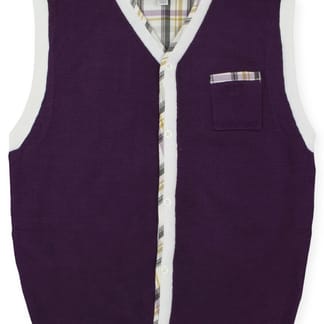JAMIE Boy's Button Down, Plum Plaid 100% Cotton Knit Cardivest 50034
