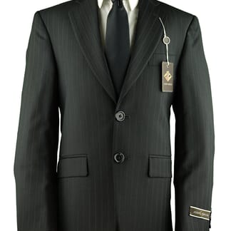 JOSEPH ABBOUD Boys Classic Fit 100% Wool Pinstripe Suit Black