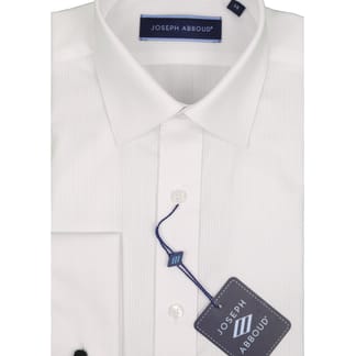 JOSEPH ABBOUD Boys Classic Fit French Cuff Textured White Dress Shirt