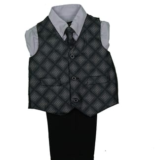 KANI GOLD Boys Classic Fit Black Check Suit Vest With Pants