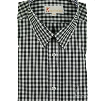 KING OF MADISON Boys Classic Fit Long Sleeve Black Checkered Dress Shir