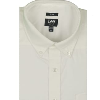 LEE MENS SLIM FIT SHORT SLEEVE WHITE OXFORD SHIRT