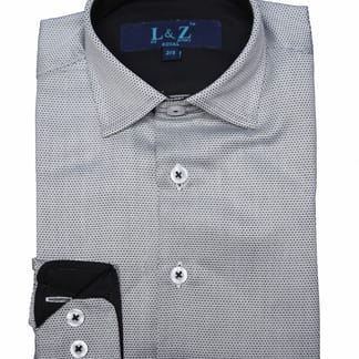 LEO & ZACHARY Boys Long Sleeve Cotton Blend Black Circle Dress Shirt 5804