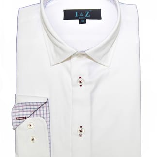 slim fit dress slacks Slim Fit White Long Sleeve 100% Cotton Dress Shirt S / 6 / White main image 1