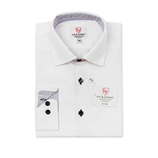 LEO & ZACHARY BOYS SLIM FIT LONG SLEEVE CONTRAST DRESS SHIRT