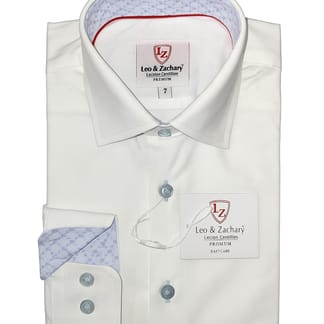 LEO & ZACHARY BOYS SLIM FIT LONG SLEEVE CONTRAST DRESS SHIRT