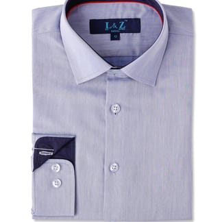 LEO & ZACHARY Boys Slim Fit Long Sleeve Cotton Blend Navy Dress Shirt 5857