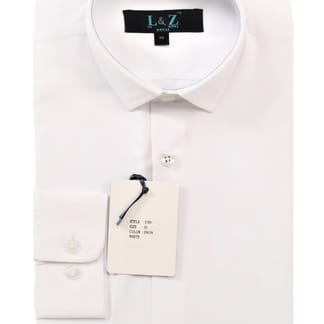 LEO & ZACHARY BOYS SLIM FIT LONG SLEEVE COTTON BLEND SOLID WHITE DRESS SHIRT