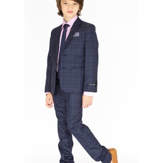 LEO & ZACHARY Boys Slim Fit Microfiber Blend Plaid Design Suit 494 894