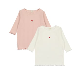 Lil Legs Multi Ribbed Tee Three Quarter Sleeve - Winter White Lil Legs Multi Ribbed Tee Three Quarter Sleeve - Winter White