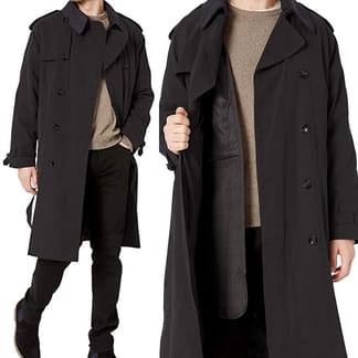 LONDON FOG Mens Double Breasted With Zip out Liner Top Trench Coat Boytique