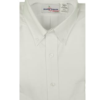 MARK TWAIN Mens Classic Fit Short Sleeve Wrinkle Free Oxford White Shirt