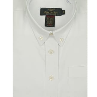 MAXIMILIEN Boys Short Sleeve White Cotton Blend Oxford Shirt