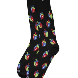 MEMOI MENS COLORFUL HANUKKAH DREIDEL NOVELTY CREW SOCKS