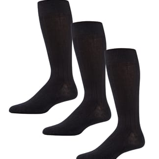 MEMOI UOMO Mens Cotton Blend Solid Black Crew Socks - 3 Pair In A Pack - MM-450