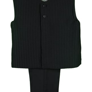 MERVEILLEUX Boys Classic Fit Black Suit Vest With Pants