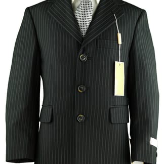 MICHAEL KORS Boys Classic Fit Black Pinstripe Suit - Pleated Pants
