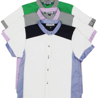 Mo & Dave Boy's ClassicFit ShortSleeve Mandarin-Collar-Patch Dress Shirt 501 1&2