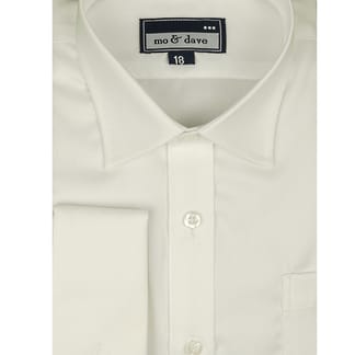 MO & DAVE Boys White on White 100% Cotton Non Iron French Cuff Dress Shirt