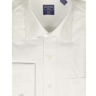 MODENA Mens Slim Fit French Cuff Textured White Dress Shirt