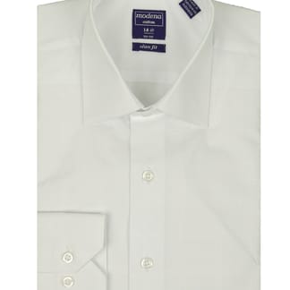 MODENA Mens Slim Fit Long Sleeve Textured Dress Shirt White