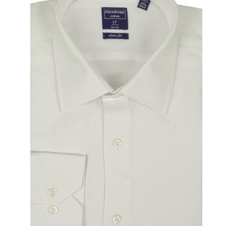 MODENA Mens Slim Fit Long Sleeve White Dress Shirt Textured