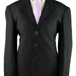 NICOLE MILLER Boys Classic Fit 100% Wool Black Pinstripe Suit - Pleated Pants