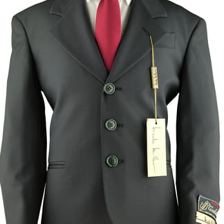 NICOLE MILLER Boys Classic Fit Black Suit - Pleated Pants