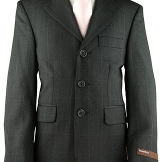 PERRY ELLIS Boys Classic Fit 100% Wool Charcoal Suit - Pleated Pants