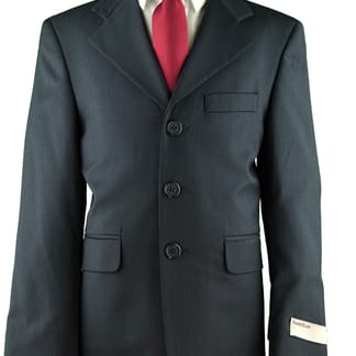 PERRY ELLIS Boys Classic Fit 100% Wool Navy Suit - Pleated Pants