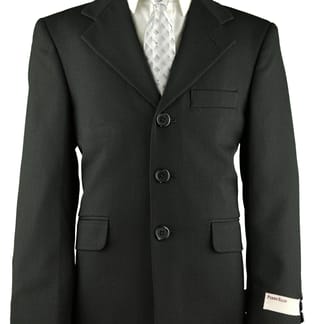PERRY ELLIS Boys Classic Fit Blsck Fine Pinstripe Suit - Pleated Pants