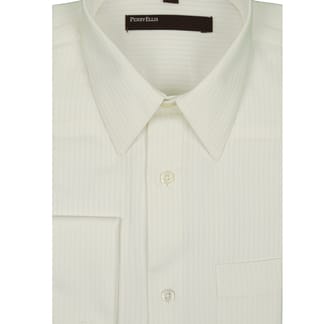PERRY ELLIS BOYS HUSKY FIT FRENCH CUFF 100% COTTON WHITE ON WHITE DRESS SHIRT